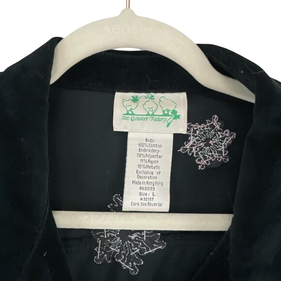 The Quacker Factory Women's Festive Snowman Velvet Jacket Embroidered Size L - Picture 6 of 6